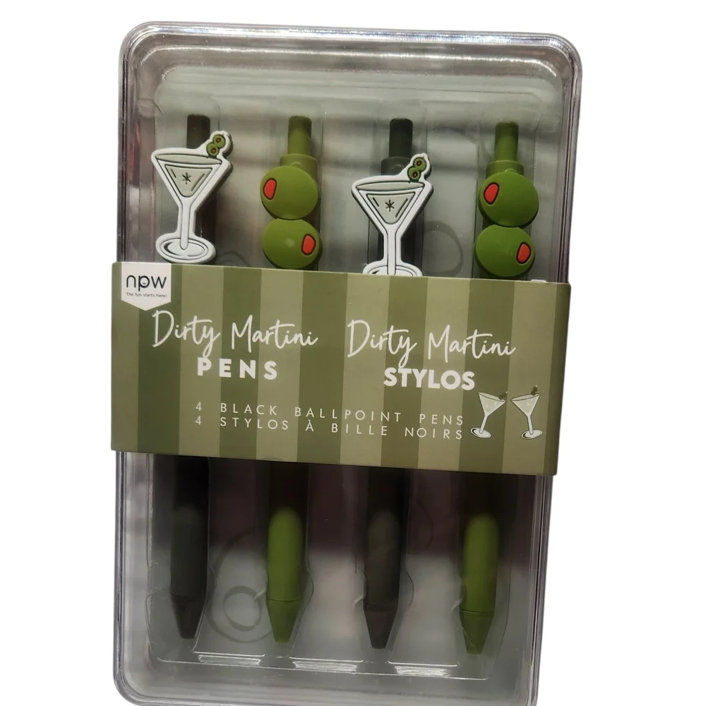 Dirty Martini Black and Green Ballpoint Pens w/ 2 Martini Designs